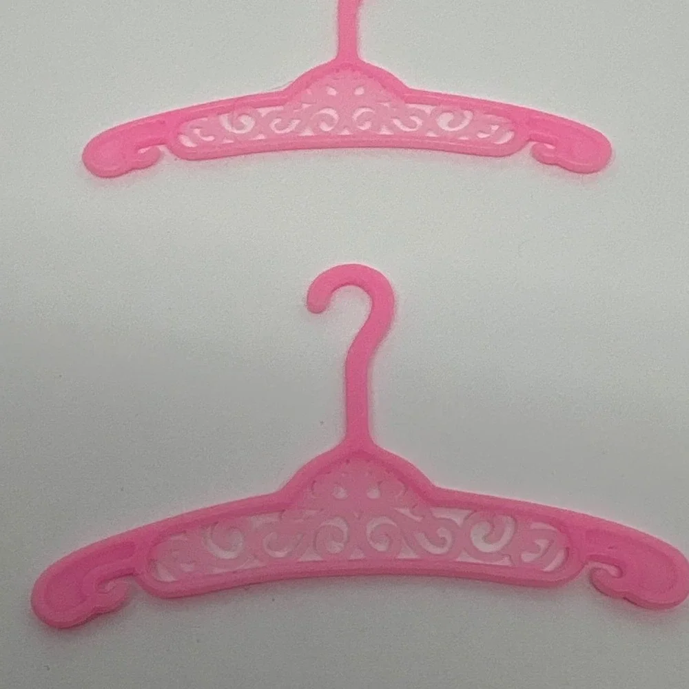 Vintage Barbie Pink Doll Clothes Hangers Lot of‎ 2 Miniature Toy Hangers